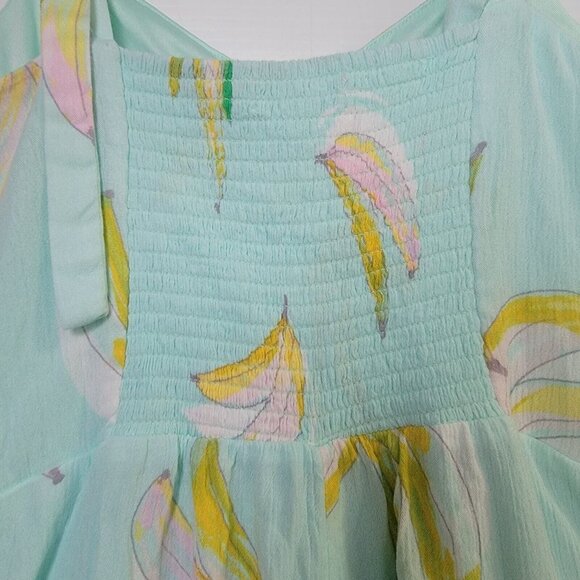 ❤️❤️❤️Womens Romper Sz S LC Tropical Banana Mint Green Yellow Jumpsuit cover up - Picture 6 of 7